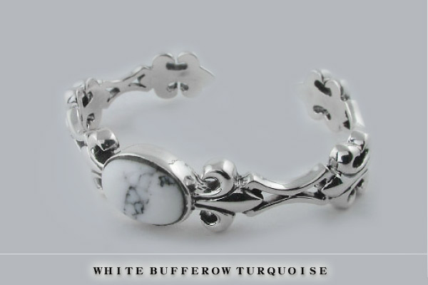 white buffalo ホワイトブッファロー 5Line バングル ホワイトバッファロー シルバーバングル white buffalo ホワイト